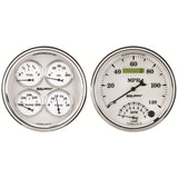 2 PC. GAUGE KIT 5" QUAD & SPEEDOMETER 240-33 O OLD TYME WHITE II