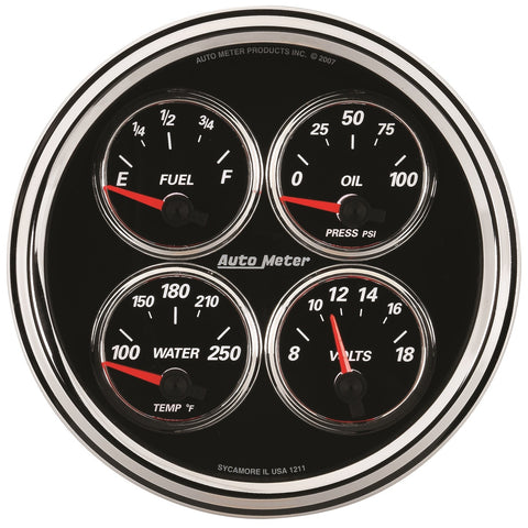 5" QUAD GAUGE 100 PSI/100-250 °F/8-18V/0-90 O DESIGNER BLACK II