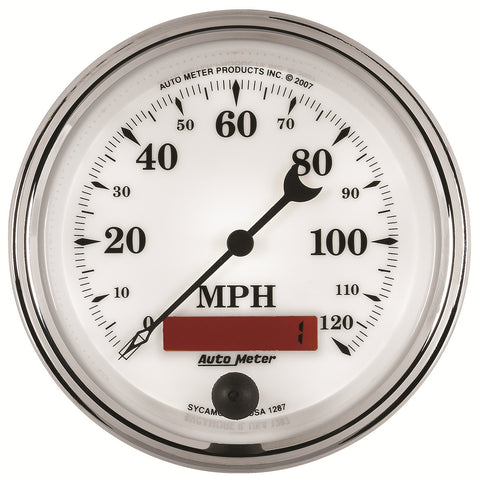 3-3/8" SPEEDOMETER 0-120 MPH OLD-TYME WHITE II