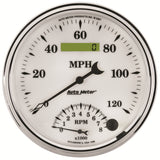 5" TACHOMETER/SPEEDOMETER COMBO 8K RPM/120 MPH OLD-TYME WHITE II
