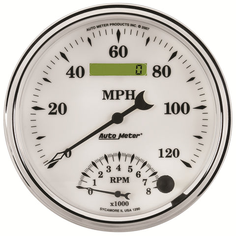 5" TACHOMETER/SPEEDOMETER COMBO 8K RPM/120 MPH OLD-TYME WHITE II