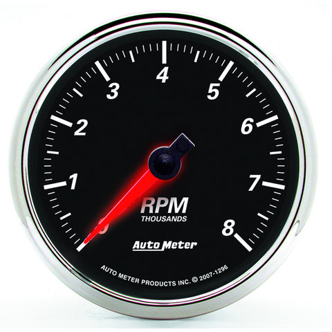 3-3/8" IN-DASH TACHOMETER 0-8000 RPM DESIGNER BLACK II