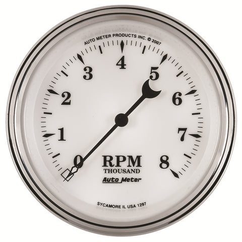 3-3/8" IN-DASH TACHOMETER 0-8000 RPM OLD-TYME WHITE II