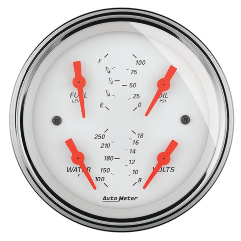 3-3/8" QUAD GAUGE 100 PSI/100-250 °F/8-18V/0-90 O ARCTIC WHITE