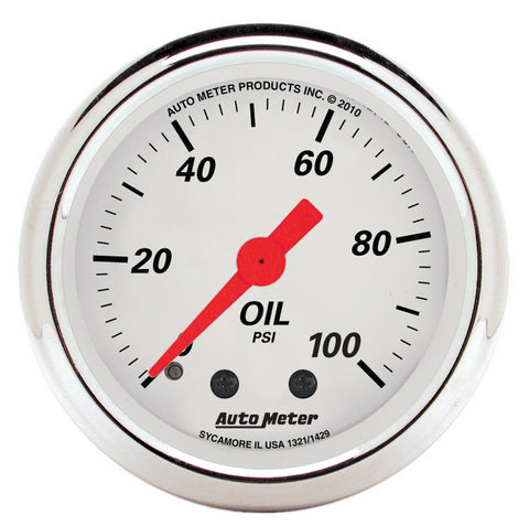 2-1/16" OIL PRESSURE 0-100 PSI ARCTIC WHITE