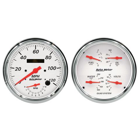 2 PC. GAUGE KIT 5" QUAD & TACH/SPEEDO 240-33 O ARCTIC WHITE