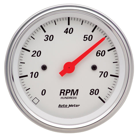 3-3/8" IN-DASH TACHOMETER 0-8000 RPM ARCTIC WHITE