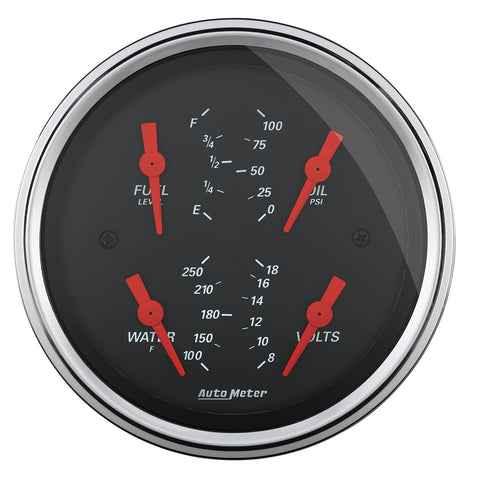 3-3/8" QUAD GAUGE 100 PSI/100-250 °F/8-18V/0-90 O DESIGNER BLACK