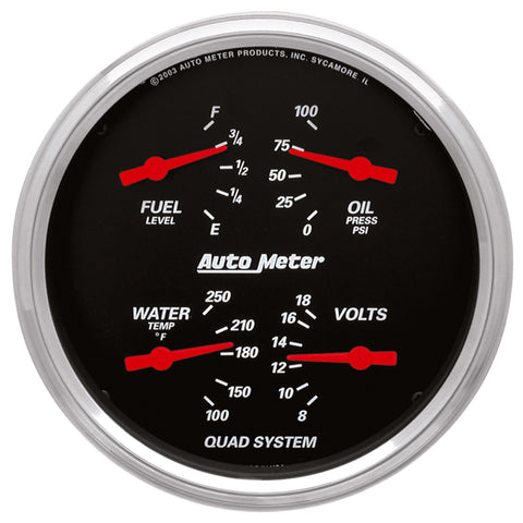 5" QUAD GAUGE 100 PSI/100-250 °F/8-18V/0-90 O DESIGNER BLACK