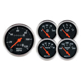 5 PC. GAUGE KIT 3-1/8" & 2-1/16" MECH. SPEEDOMETER DESIGNER BLACK