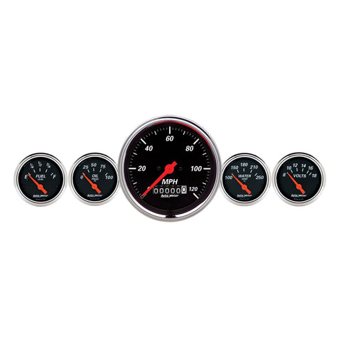 5 PC. GAUGE KIT 3-3/8" & 2-1/16" ELEC. SPEEDOMETER DESIGNER BLACK