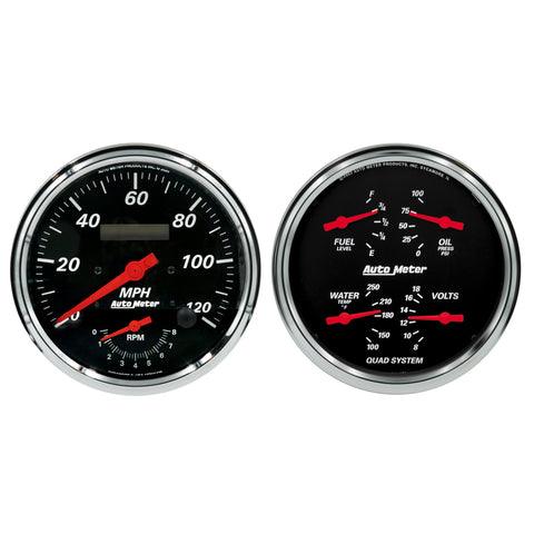 2 PC. GAUGE KIT 5" QUAD & TACH/SPEEDO 240-33 O DESIGNER BLACK
