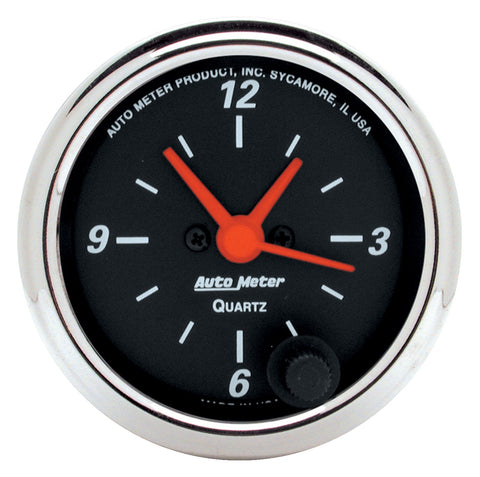 2-1/16" CLOCK 12 HOUR DESIGNER BLACK