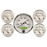 5 PC. GAUGE KIT 3-1/8" & 2-1/16" ELEC. KM/H SPEEDOMETER OLD TYME WHITE