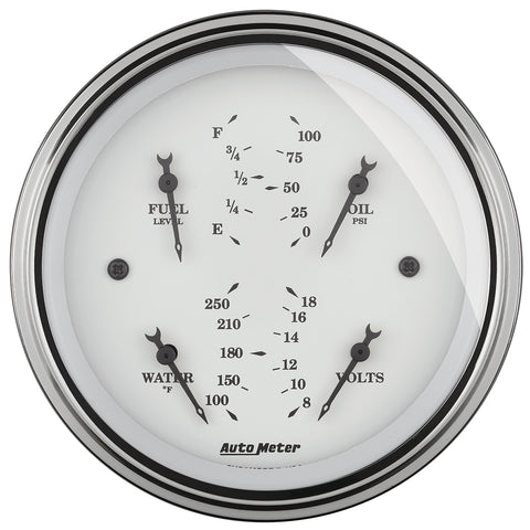 3-3/8" QUAD GAUGE 100 PSI/100-250 °F/8-18V/0-90 O OLD-TYME WHITE