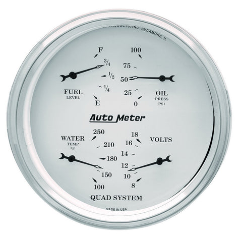 5" QUAD GAUGE 100 PSI/100-250 °F/8-18V/0-90 O OLD-TYME WHITE