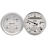 2 PC. GAUGE KIT 3-3/8" QUAD & TACH/SPEEDO 240-33 O OLD TYME WHITE