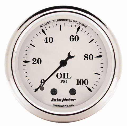 2-1/16" OIL PRESSURE 0-100 PSI OLD-TYME WHITE