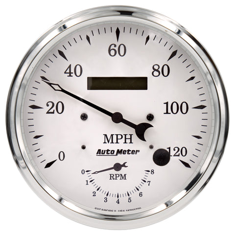 5" TACHOMETER/SPEEDOMETER COMBO 8K RPM/120 MPH OLD TYME WHITE