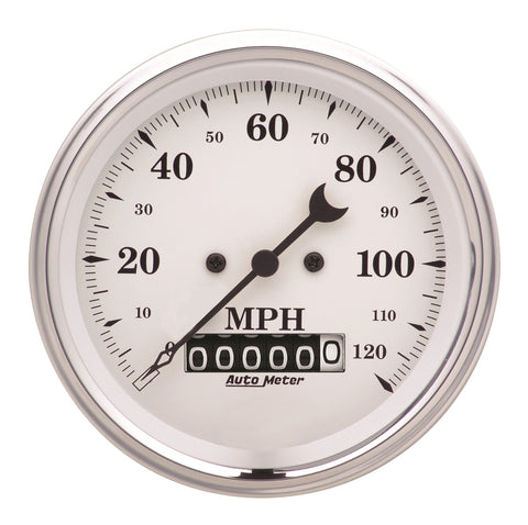3-3/8" SPEEDOMETER 0-120 MPH OLD-TYME WHITE