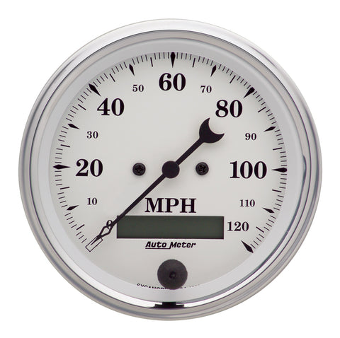3-3/8" SPEEDOMETER 0-120 MPH OLD-TYME WHITE