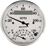 3-3/8" TACHOMETER/SPEEDOMETER COMBO 8K RPM/120 MPH OLD-TYME WHITE