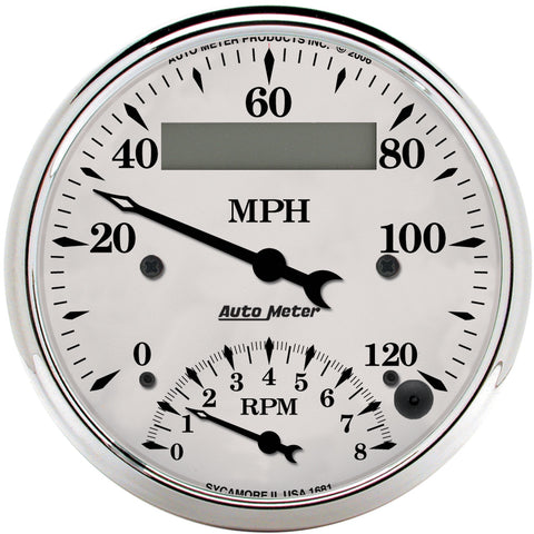 3-3/8" TACHOMETER/SPEEDOMETER COMBO 8K RPM/120 MPH OLD-TYME WHITE