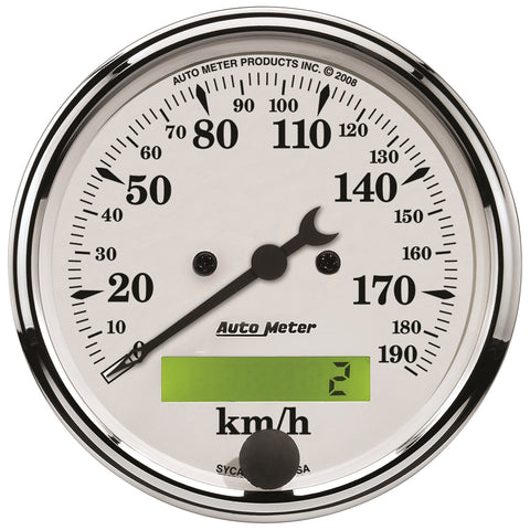 3-1/8" SPEEDOMETER 0-190 KPH OLD-TYME WHITE