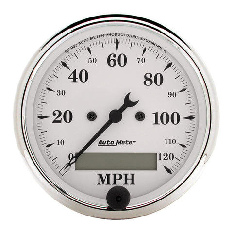 3-1/8" SPEEDOMETER 0-120 MPH OLD-TYME WHITE