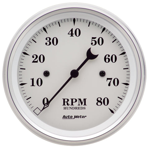 3-3/8" IN-DASH TACHOMETER 0-8000 RPM OLD-TYME WHITE