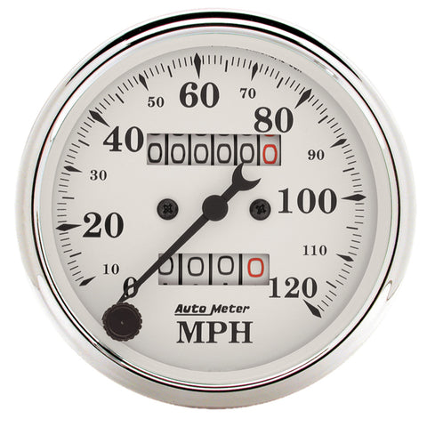 3-1/8" SPEEDOMETER 0-120 MPH OLD-TYME WHITE