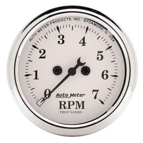 2-1/16" IN-DASH TACHOMETER 0-7000 RPM OLD-TYME WHITE