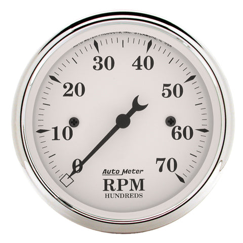 3-1/8" IN-DASH TACHOMETER 0-7000 RPM OLD-TYME WHITE