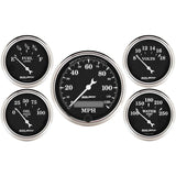 5 PC. GAUGE KIT 3-1/8" & 2-1/16" ELEC. SPEEDOMETER OLD TYME BLACK