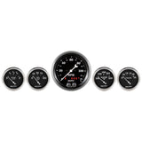 5 PC. GAUGE KIT 3-3/8" & 2-1/16" GPS SPEEDOMETER OLD TYME BLACK