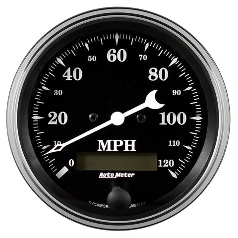 3-3/8" SPEEDOMETER 0-120 MPH ELEC. PROG. W/ LCD ODO OLD TYME BLACK