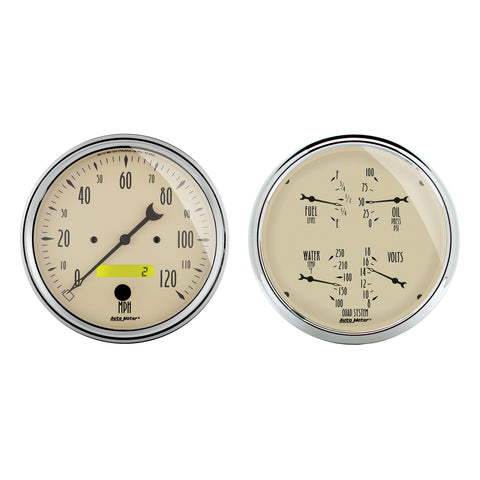 2 PC. GAUGE KIT 5" QUAD & SPEEDOMETER 240-33 O ANTIQUE BEIGE