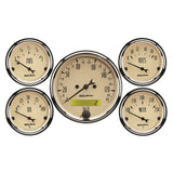 5 PC. GAUGE KIT 3-1/8" & 2-1/16" ELEC. KM/H SPEEDOMETER ANTIQUE BEIGE