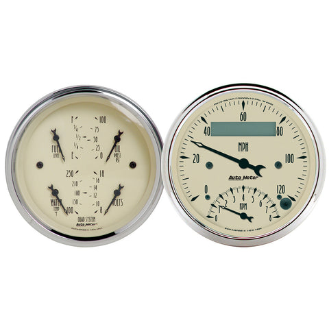 2 PC. GAUGE KIT 3-3/8" QUAD & TACH/SPEEDO 240-33 O ANTIQUE BEIGE