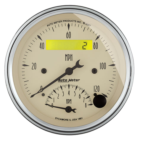 3-3/8" TACHOMETER/SPEEDOMETER COMBO 8K RPM/120 MPH ANTIQUE BEIGE