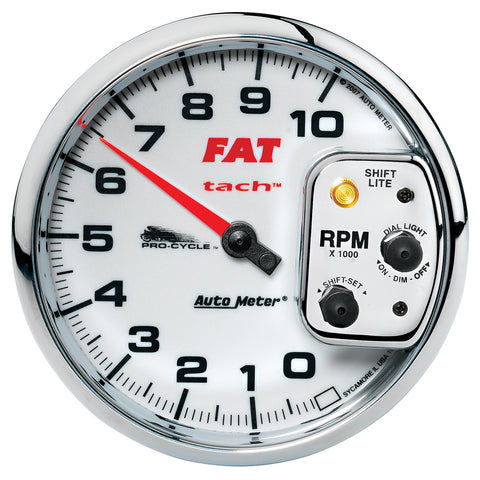 5" TACHOMETER 0-10000 RPM WHITE PRO-CYCLE