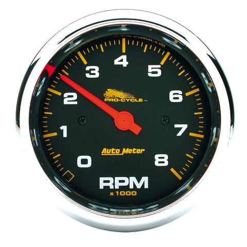 3-3/4" TACHOMETER 0-8000 RPM BLACK PRO-CYCLE