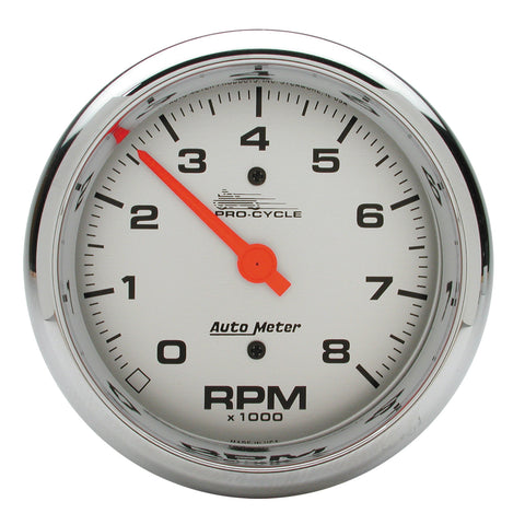 3-3/8" TACHOMETER 0-8000 RPM SILVER PRO-CYCLE