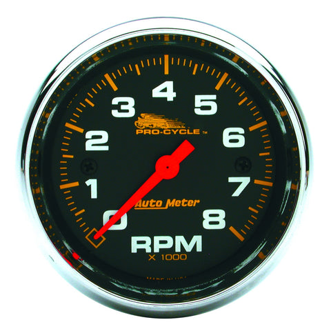 2-5/8" TACHOMETER 0-8000 RPM BLACK PRO-CYCLE