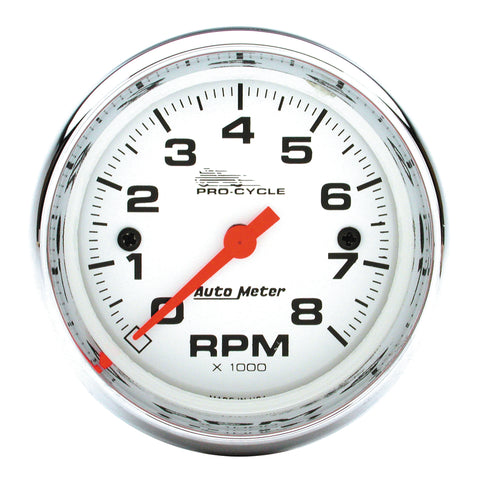 2-5/8" TACHOMETER 0-8000 RPM WHITE PRO-CYCLE