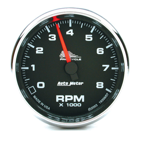 2-5/8" TACHOMETER 0-8000 RPM BLACK PRO-CYCLE