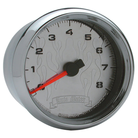 2-5/8" TACHOMETER 0-8000 RPM CHROME FLAME PRO-CYCLE