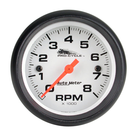2-5/8" TACHOMETER 0-8000 RPM WHITE PRO-CYCLE