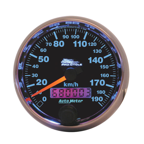 2-5/8" SPEEDOMETER 0-190 KPH BLACK PRO-CYCLE