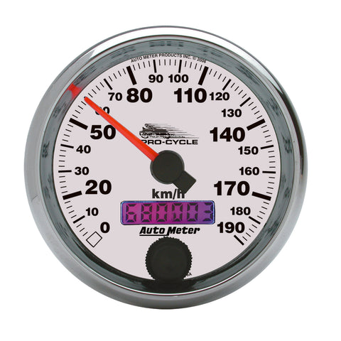 2-5/8" SPEEDOMETER 0-190 KPH WHITE PRO-CYCLE